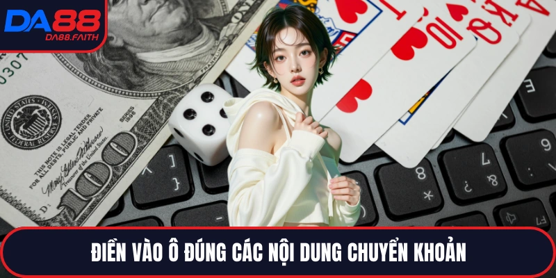 Điền vào ô đúng các nội dung chuyển khoản