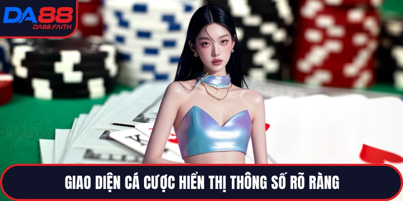 Giao diện cá cược hiển thị thông số rõ ràng